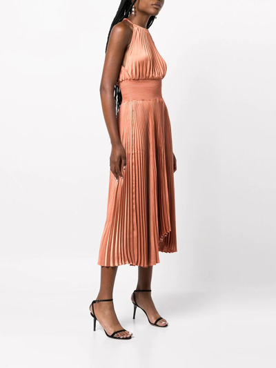 A.l.c Renzo Ii Asymmetric Pleated Midi-dress In Orange