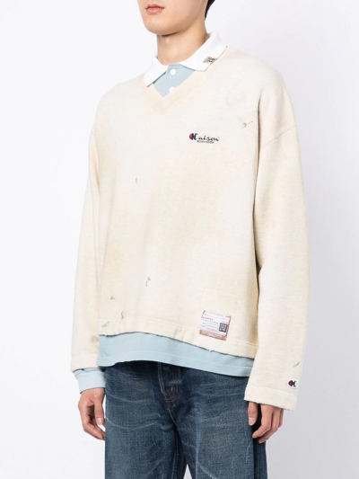 Shop Miharayasuhiro Logo Pullover Sweatshirt In Weiss