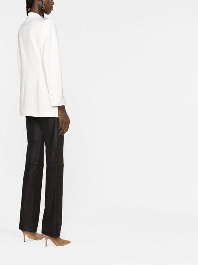 Alberta Ferretti Structured Double-breasted Button Blazer In Nude