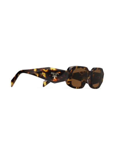 Prada Symbole Rectangular-frame Sunglasses In Braun