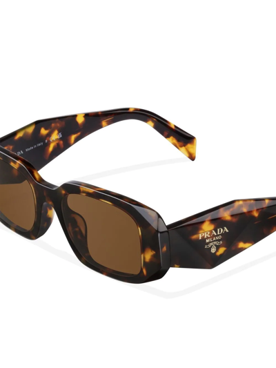 Prada Symbole Rectangular-frame Sunglasses In Braun