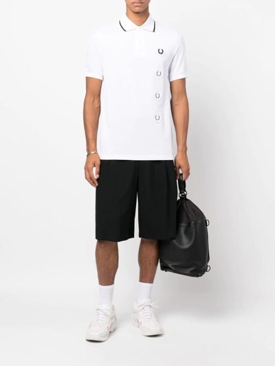 Shop Fred Perry Logo-patch Polo Shirt In Weiss