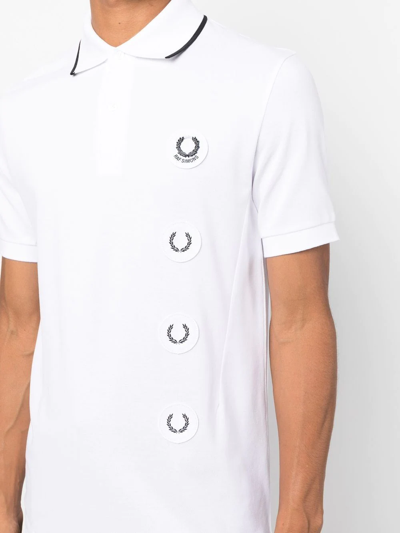 Shop Fred Perry Logo-patch Polo Shirt In Weiss