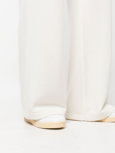 Shop Fabiana Filippi Wide-leg Cashmere Trousers In Weiss
