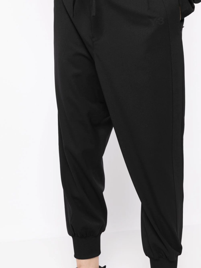 Y-3 Logo-print Wool Track-pant In Schwarz
