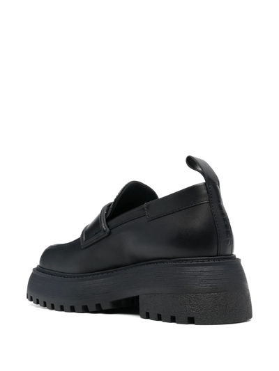 3juin Black Leather Sofia Loafers In Schwarz