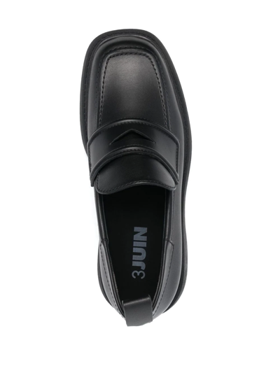 3juin Black Leather Sofia Loafers In Schwarz