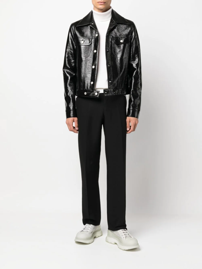 Courrèges Faux-leather Button-up Jacket In Black