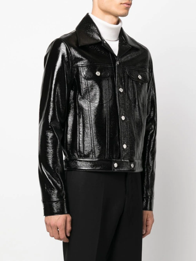 Courrèges Faux-leather Button-up Jacket In Black