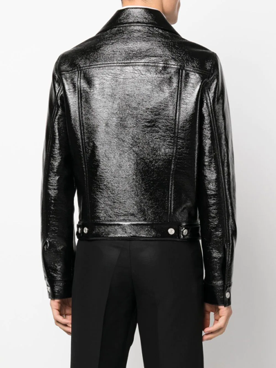 Courrèges Faux-leather Button-up Jacket In Black