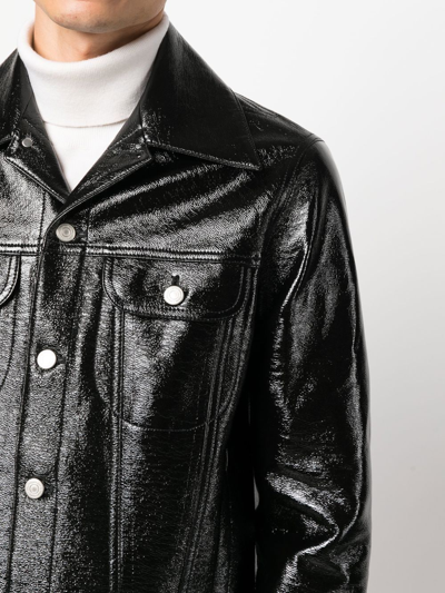 Courrèges Faux-leather Button-up Jacket In Black