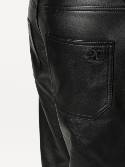 Shop Courrèges Logo-patch Leather Trousers In Schwarz