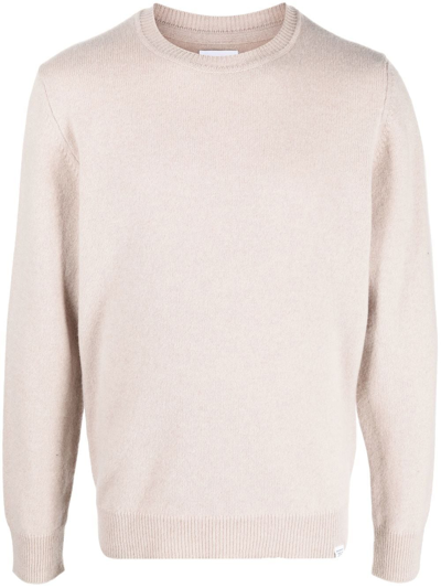Shop Norse Projects Crew-neck Long-sleeve Jumper In Nude