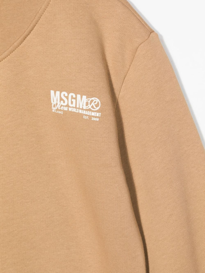 Shop Msgm Chest Logo-print Detail Sweatshirt In Braun
