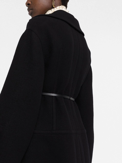 Jil Sander Black Belted Virgin Wool Coat In Schwarz