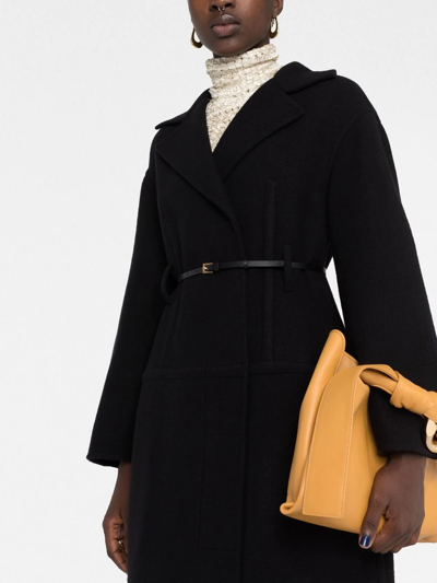 Jil Sander Black Belted Virgin Wool Coat In Schwarz