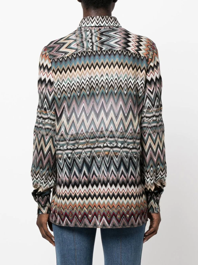 Shop Missoni Zigzag-woven Wool-blend Shirt In Blau