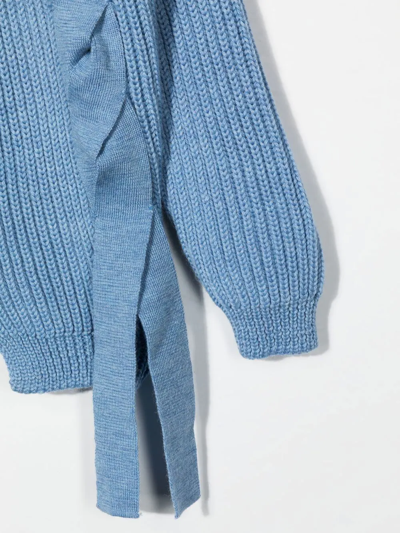 Shop Mi Mi Sol Ribbed-knit V-neck Cardigan In Blau