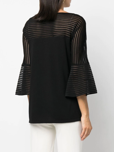 Shop Alberta Ferretti Sheer-striped Knitted Top In Schwarz