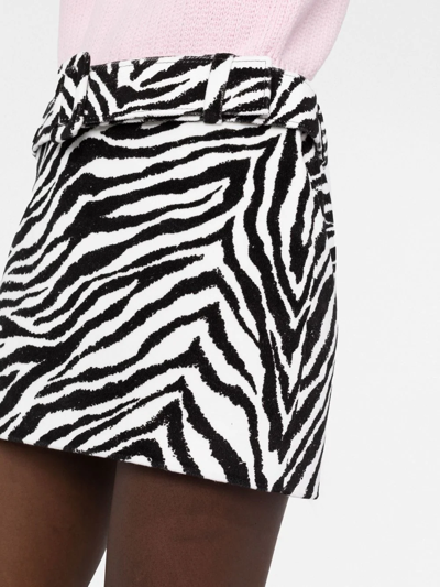 Shop Alessandra Rich Zebra-print Miniskirt In Weiss