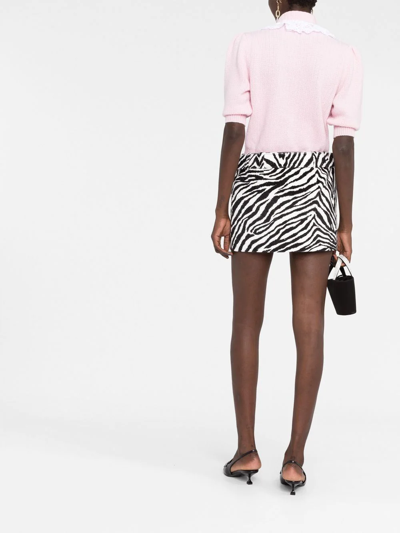 Shop Alessandra Rich Zebra-print Miniskirt In Weiss