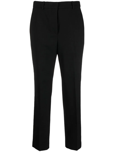 Shop Incotex Cropped Virgin-wool Trousers In Schwarz