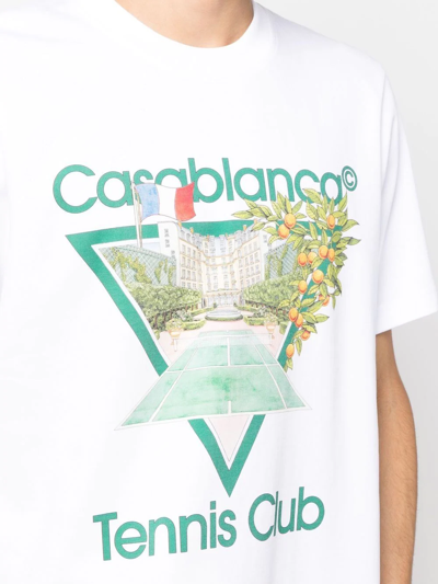 Shop Casablanca Tennis Club Print T-shirt In Weiss