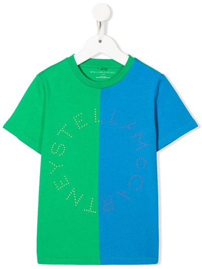 Shop Stella Mccartney Colour-block Logo T-shirt In Blau