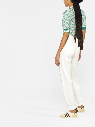 Shop Casablanca Caza Embroidered Track Pants In Off-white Loopback