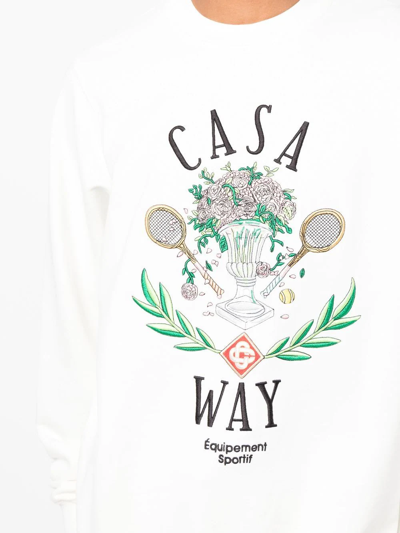 Shop Casablanca Casa Way Embroidered Sweatshirt In Weiss