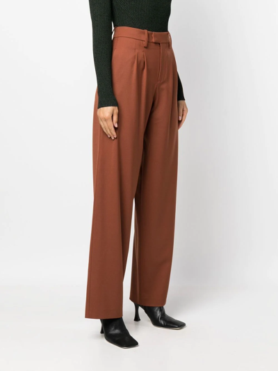 Shop Federica Tosi Wide-leg Tailored Trousers In Braun