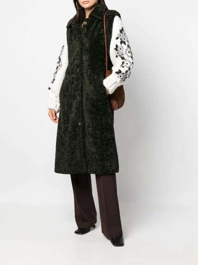 Shop Tu Lizé Knitted Button-down Cardi-coat In Grün