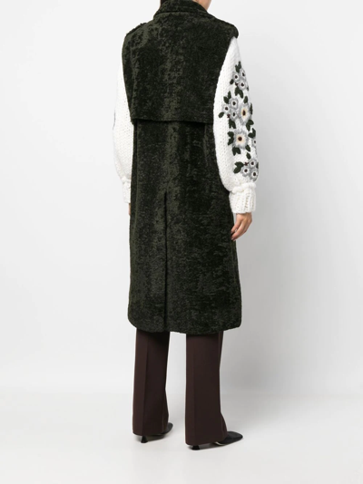 Shop Tu Lizé Knitted Button-down Cardi-coat In Grün