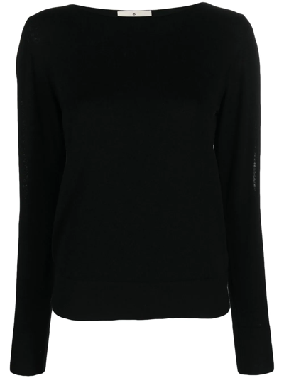 Shop Bruno Manetti Crew-neck Knitted Top In Schwarz