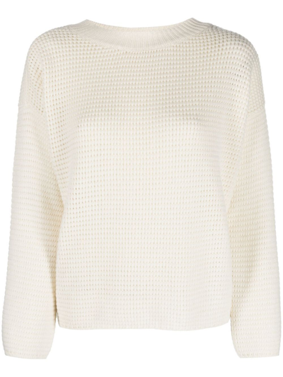 Shop Bruno Manetti Crew-neck Knitted Top In Weiss