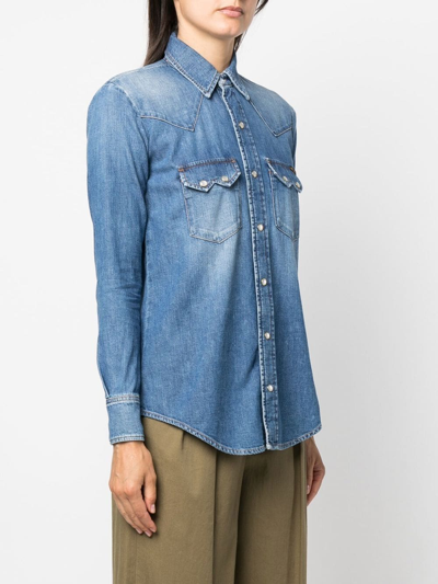 Shop Washington Dee Cee Button-down Denim Shirt In Blau