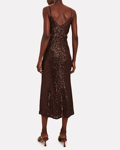 Shop Saylor Harmonie Cut-out Sequin Midi Dress In Brown