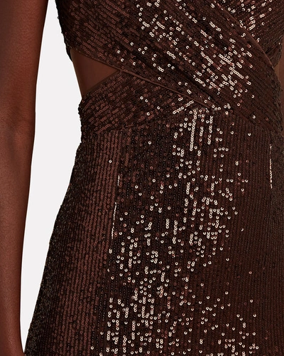 Shop Saylor Harmonie Cut-out Sequin Midi Dress In Brown