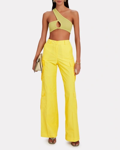 Shop Aknvas Eve Cotton-blend Wide-leg Pants In Yellow