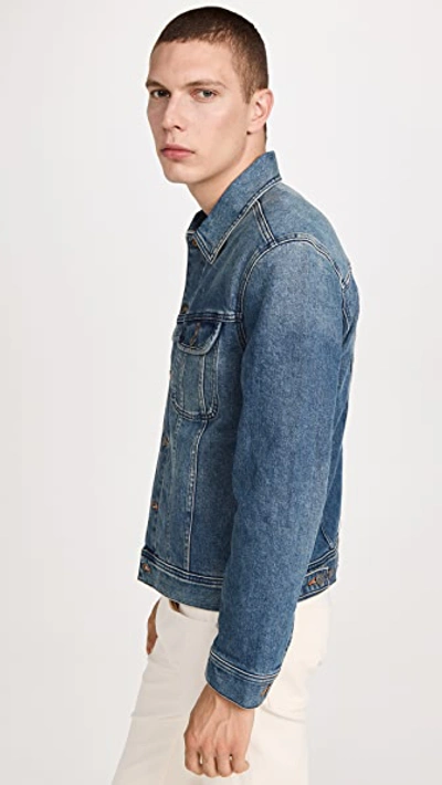 Shop Apc A. P.c. Washed Stretch New Denim Jacket Dark Navy