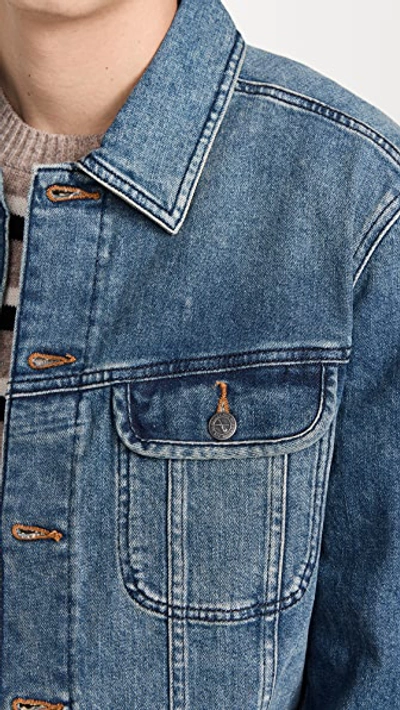 Apc Washed Stretch New Denim Jacket In Dark Navy