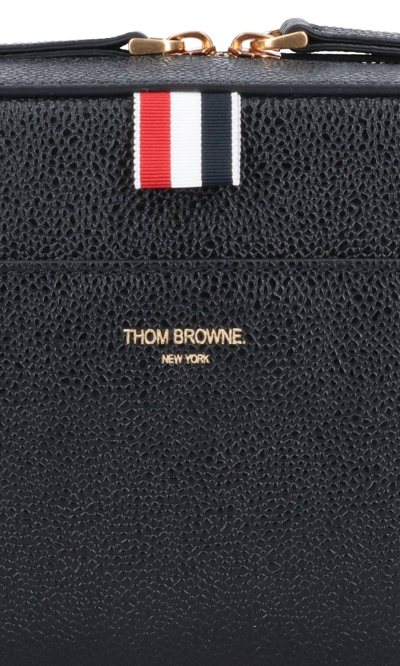 Shop Thom Browne Logo Print Belt Bag In Black