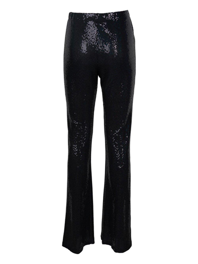 Shop Msgm Sequin-embellished Flared Pants In Nero