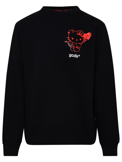 Shop Gcds Hello Kitty Printed Crewneck Sweatshirt In Black