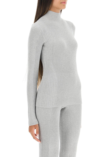 Shop Dion Lee Light Reflective Rib Knit Top In Grey