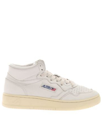 Shop Autry Medalist Mid White Leather Sneakers