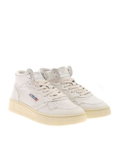 Shop Autry Medalist Mid White Leather Sneakers
