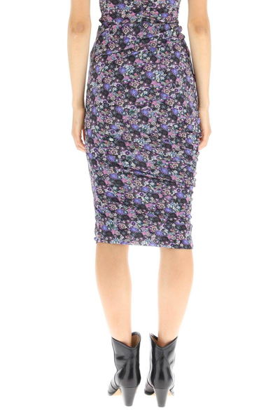 Shop Isabel Marant Allover Floral Printed High Waist Skirt In Viola