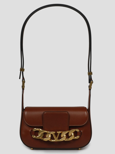 Valentino V-Logo Chain Leather Shoulder Bag - Stephzluxury