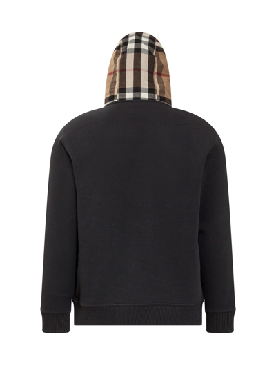 Shop Burberry Check Detailed Drawstring Hoodie